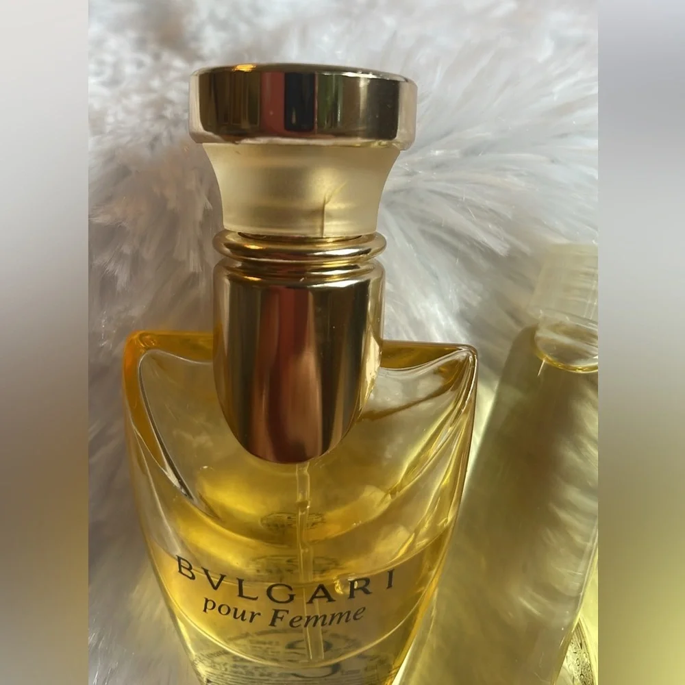 Bulgari Pour Femme Set with TWO Refills - Gold; Vintage Bottle; Gorgeous Scent!